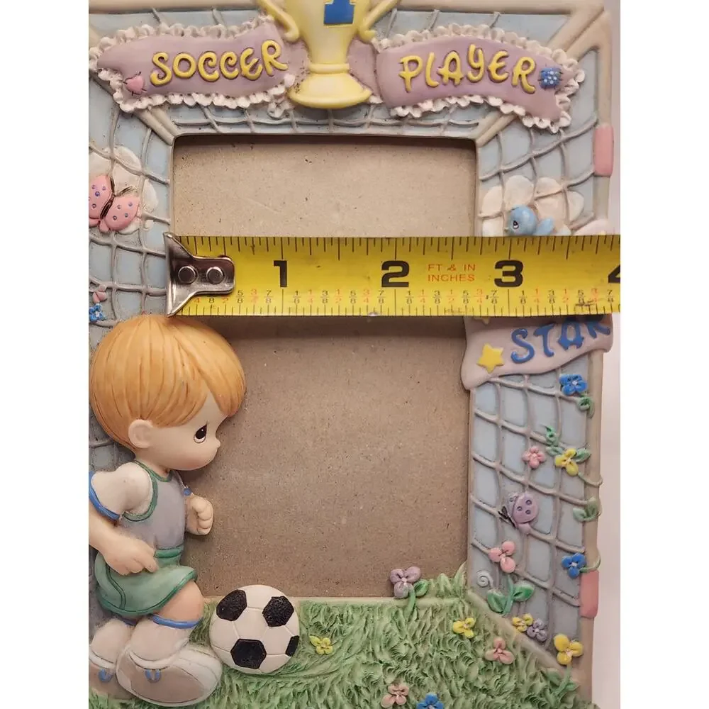 Precious Moments Porcelain #1 Boy Soccer Player Photo Frame All Star Kids Sport